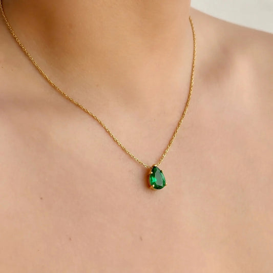 Collar Dije Esmeralda Gota Titanio 8279-101