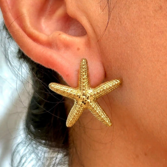 Aretes Estrella Mar Doradas Acero Inox 8279-106