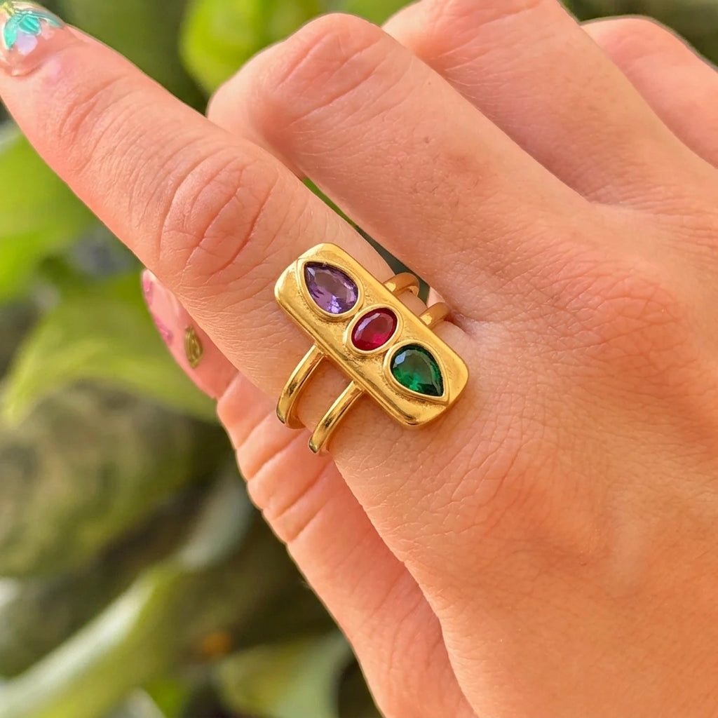 Anillo Abierto Multicolor Acero Inox 8279-120
