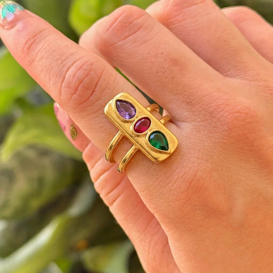 Anillo Abierto Multicolor Acero Inox 8279-120