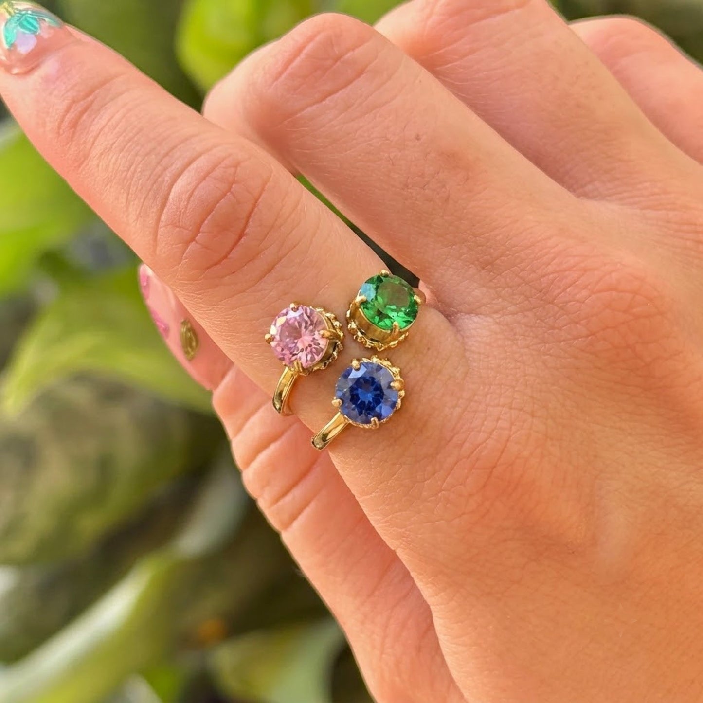 Anillo Piedras Abierto Acero Inox 8279-121