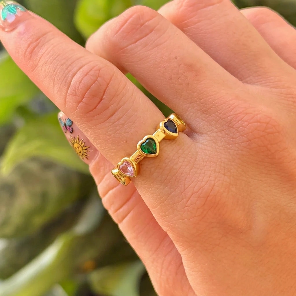 Anillo Corazones Multicolor Acero Inox 8279-122