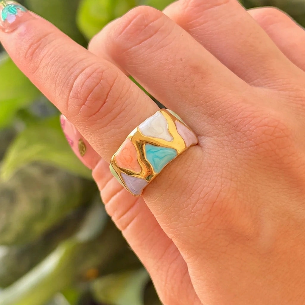 Anillo Esmalte Tricolor Acero Inox 8279-133