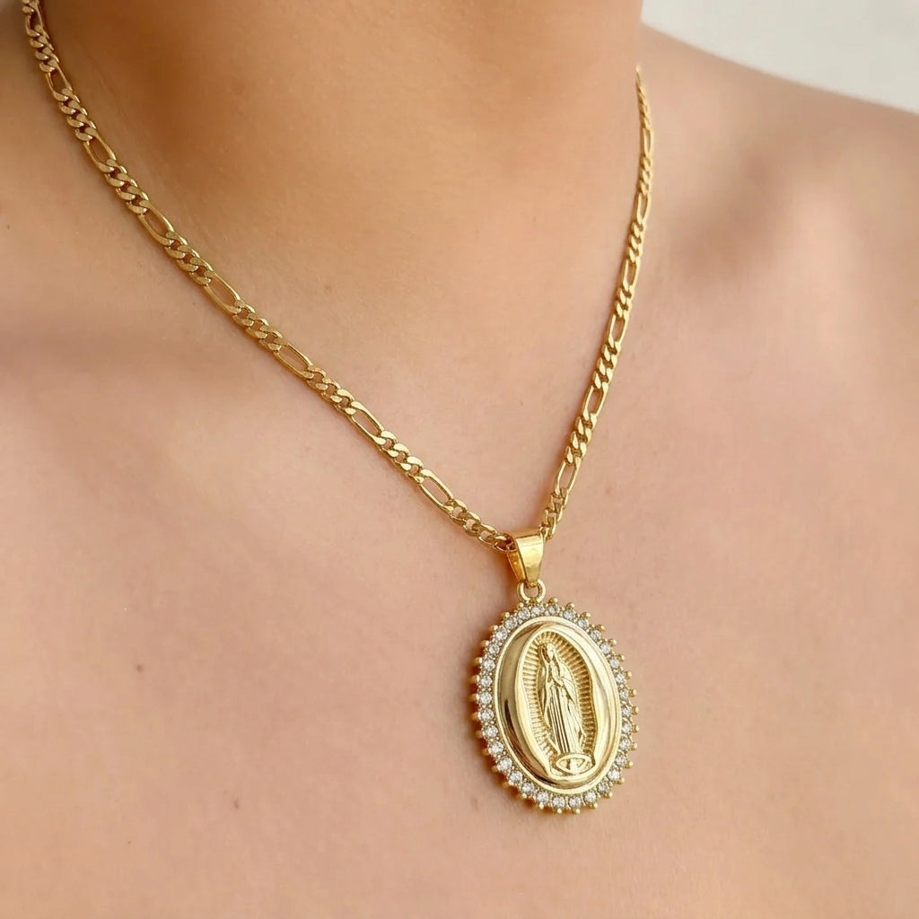 Collar Virgen Maria Chapa 18K 8279-135