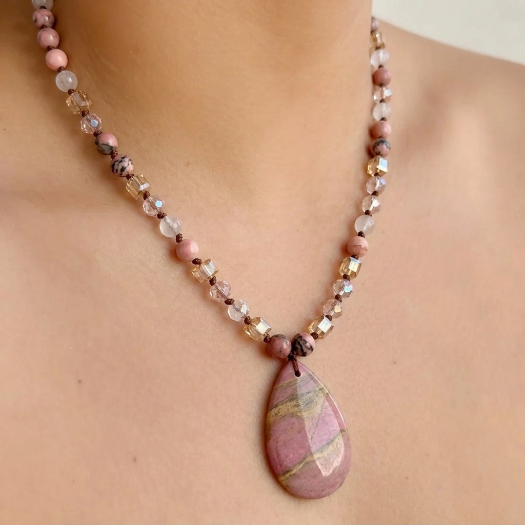 Collar Piedra Natural Rosa 8279-136