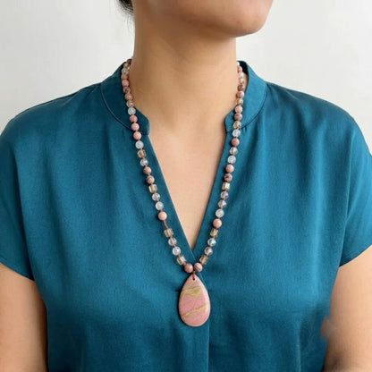 Collar Piedra Natural Rosa 8279-136