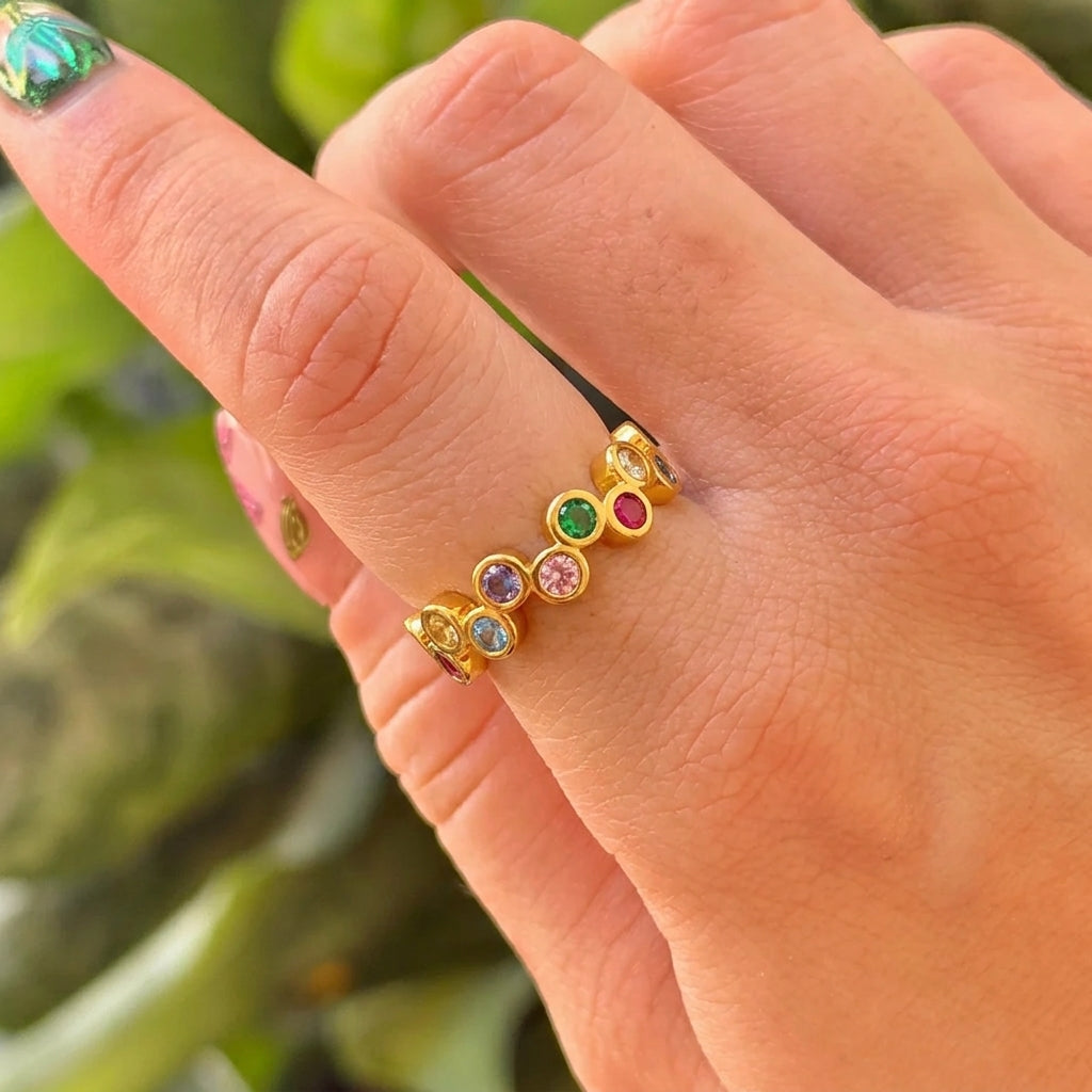 Anillo Piedra Multicolor Chapa 18K 8279-150
