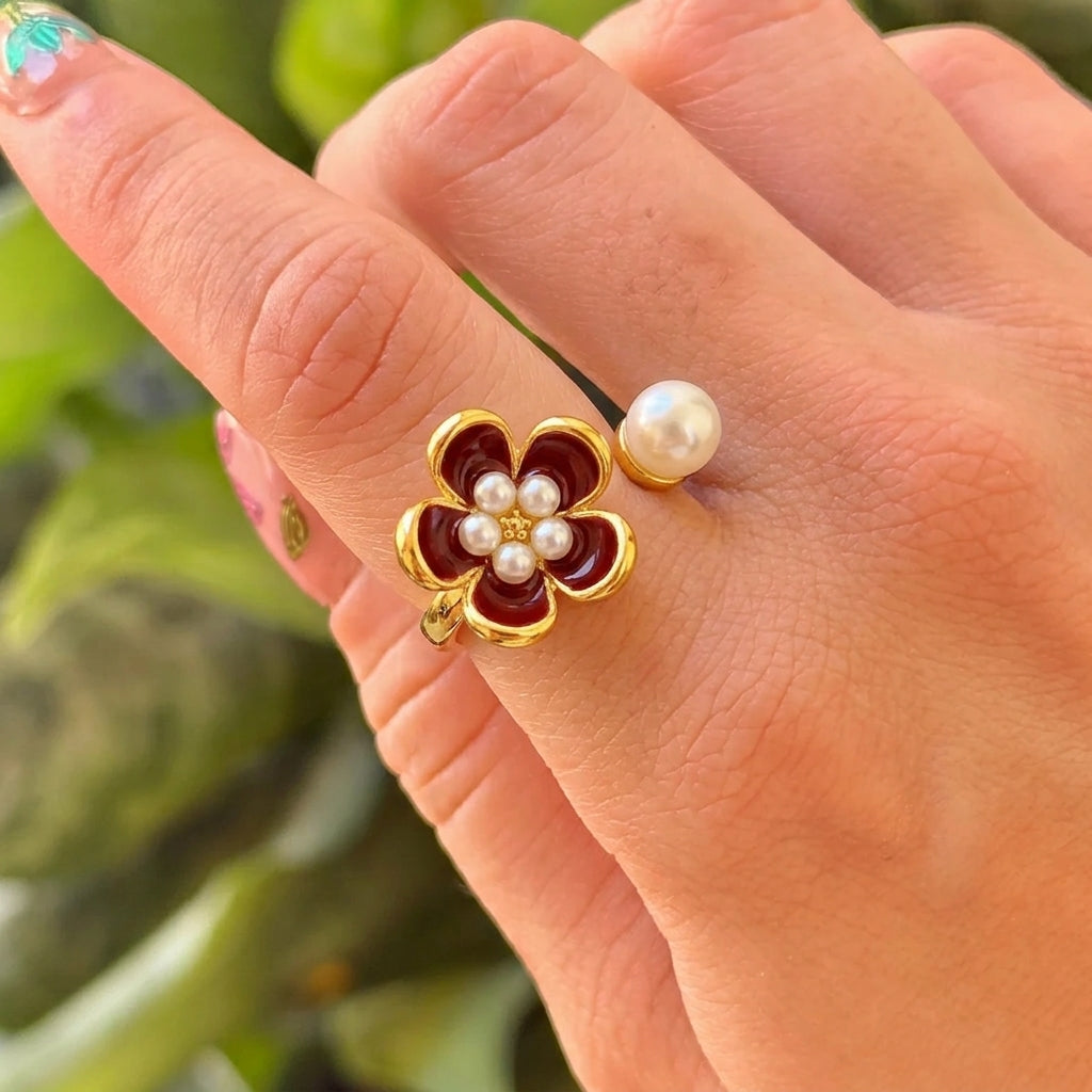 Anillo Perla Ajustable Chapa 18K 8279-156