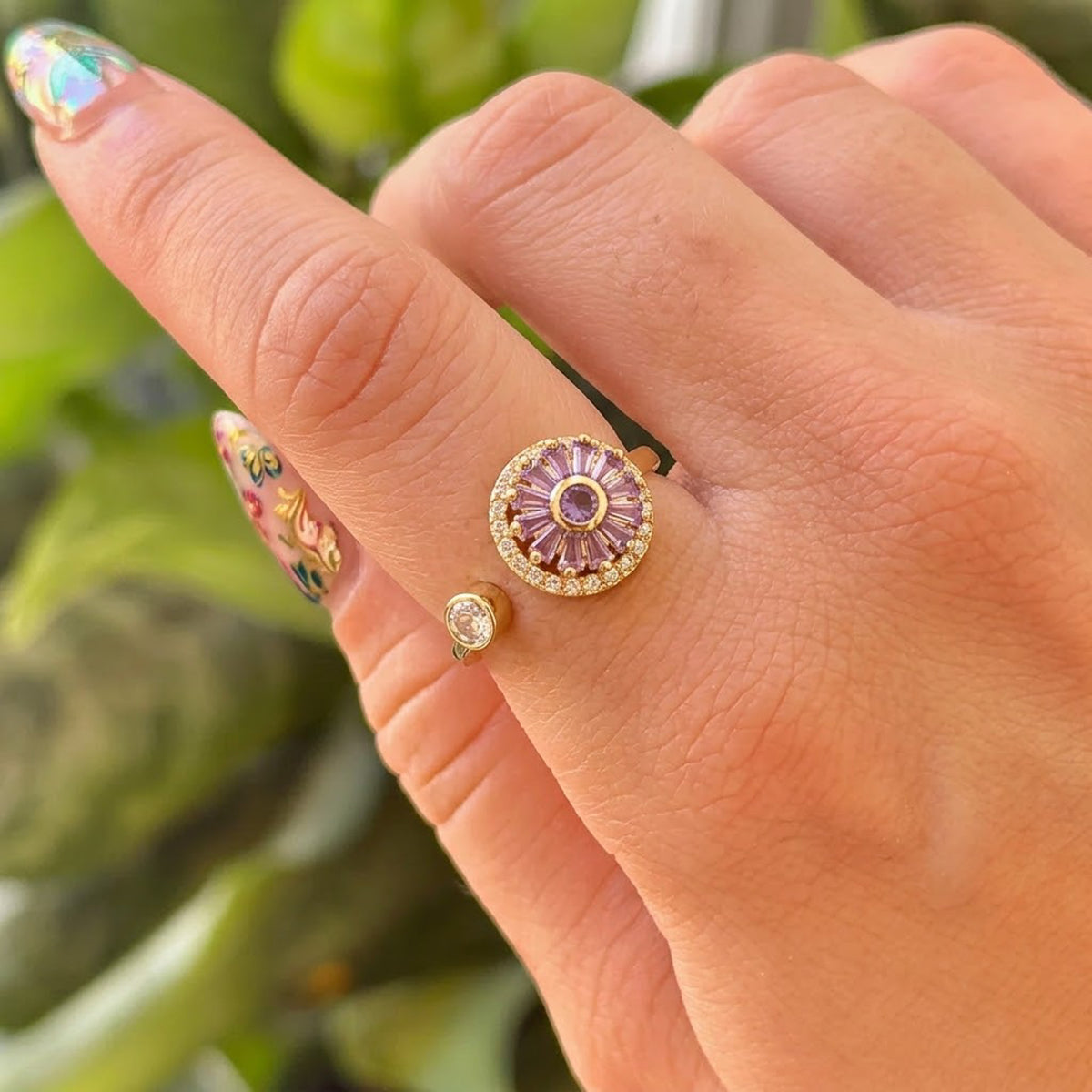 Anillo Flor Lila Chapa 18K 8279-163