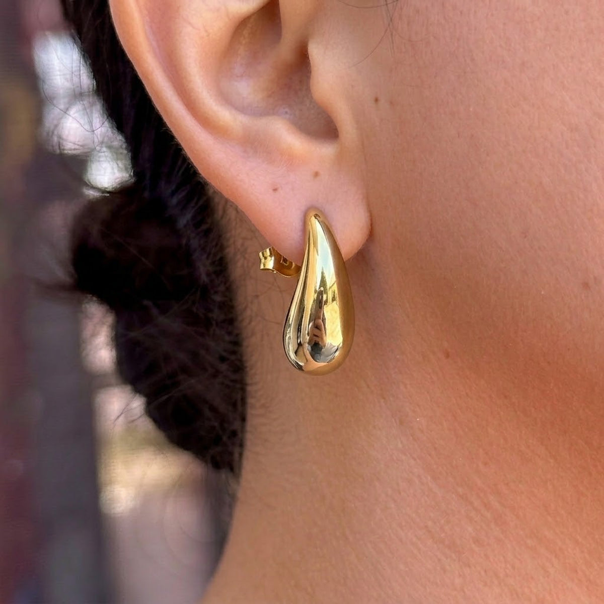 Aretes Argolla C Grande Dorada Acero Inox 8279-169