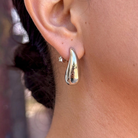 Aretes Argolla C Grande Plateada Acero Inox 8279-170