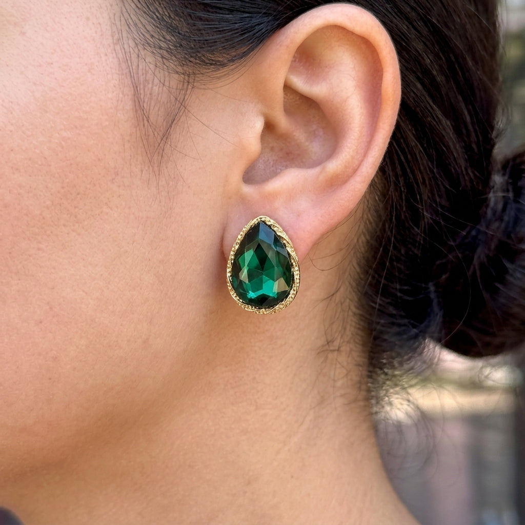 Aretes Esmeralda Cristal Vidrio 8279-173