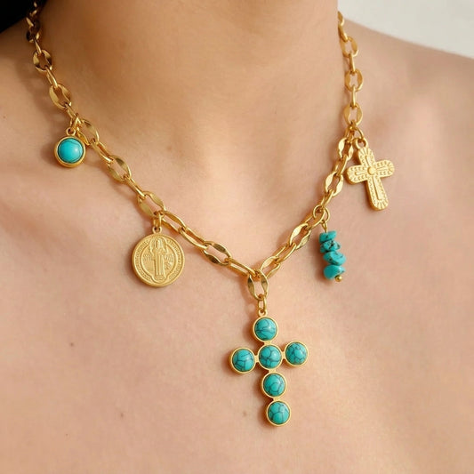 Collar Multicolor Dijes Turquesa Acero Inox 8279-180
