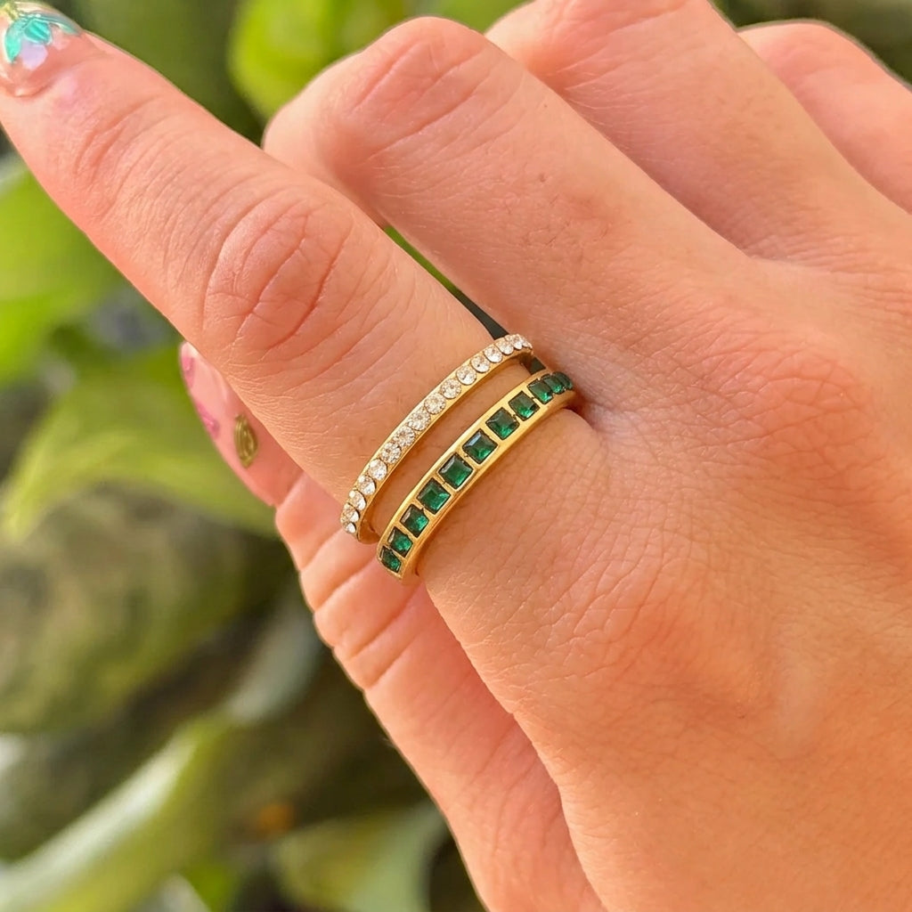 Anillo Abierto Verde Acero Inox 8279-31