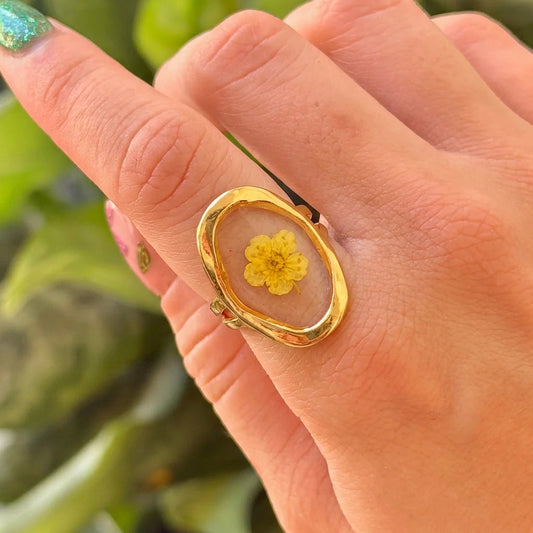 Anillo Flor Amarilla Acero Inox 8279-40