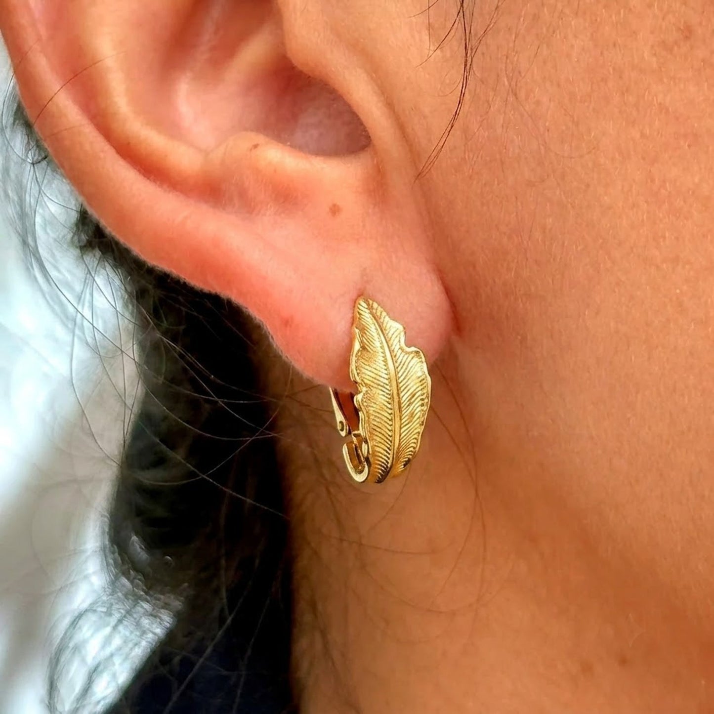 Aretes Hoja Dorada Acero Inox 8279-65