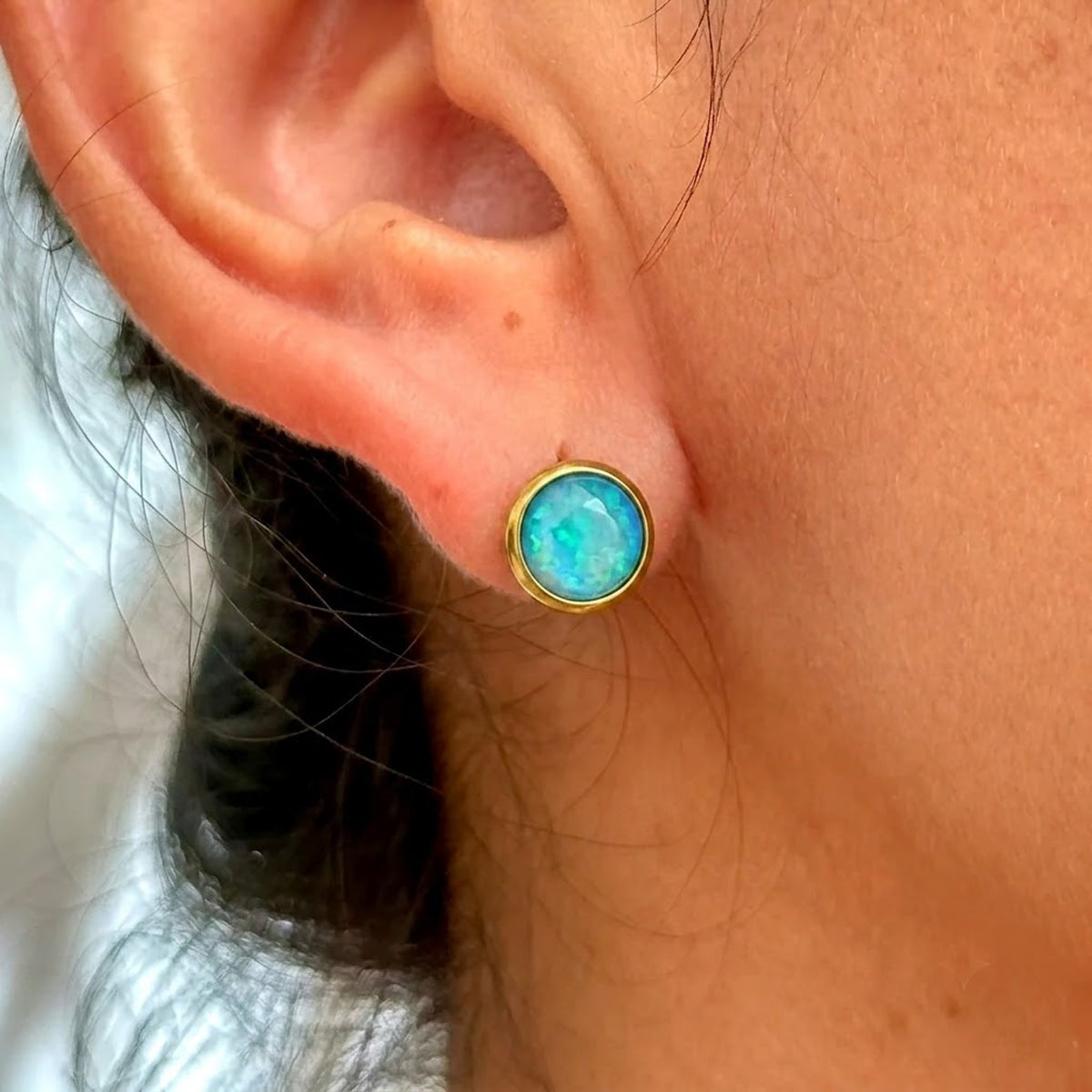 Aretes Boton Turquesa Acero Inox 8279-71