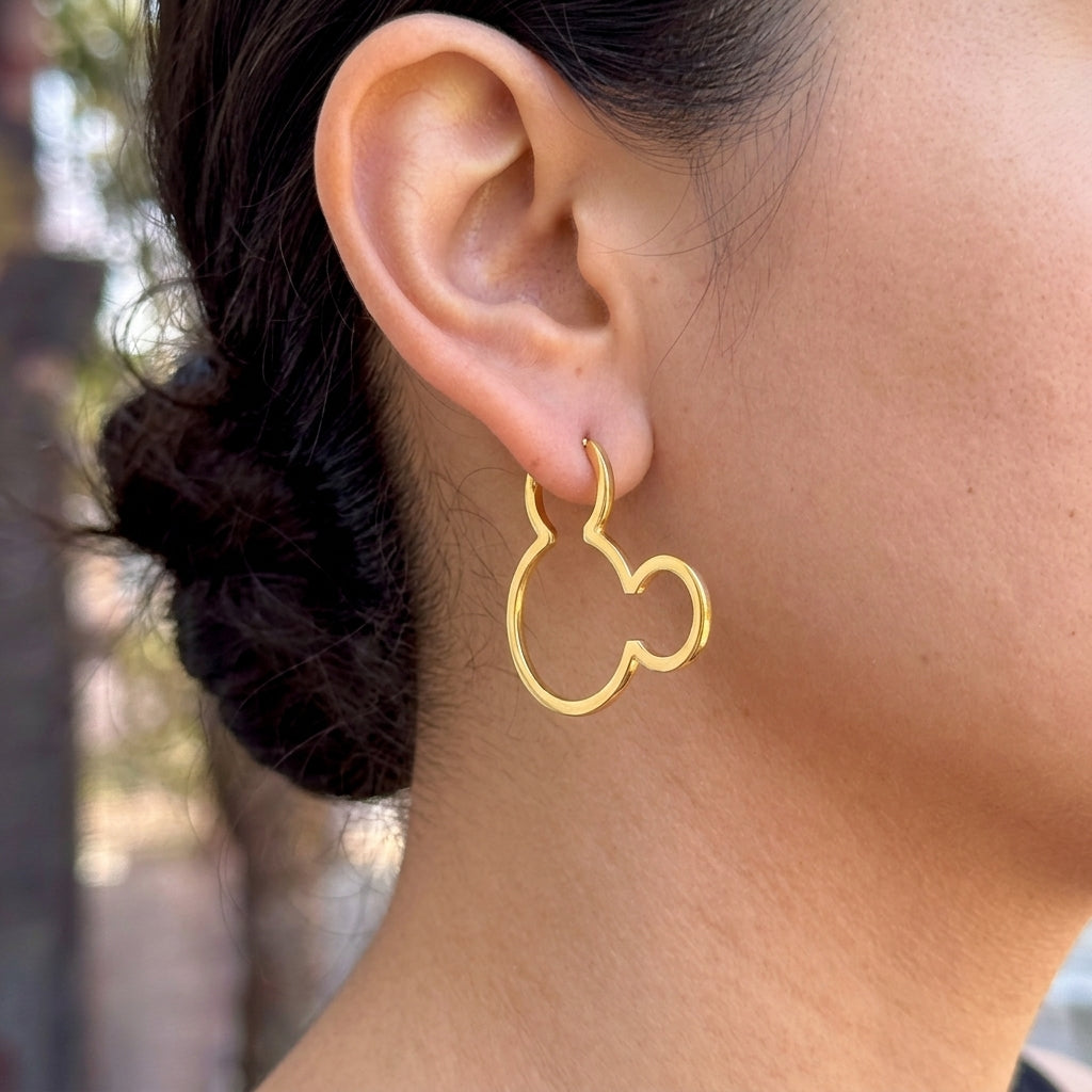 Aretes Mickey Mouse Dorados Acero Inox 8279-90