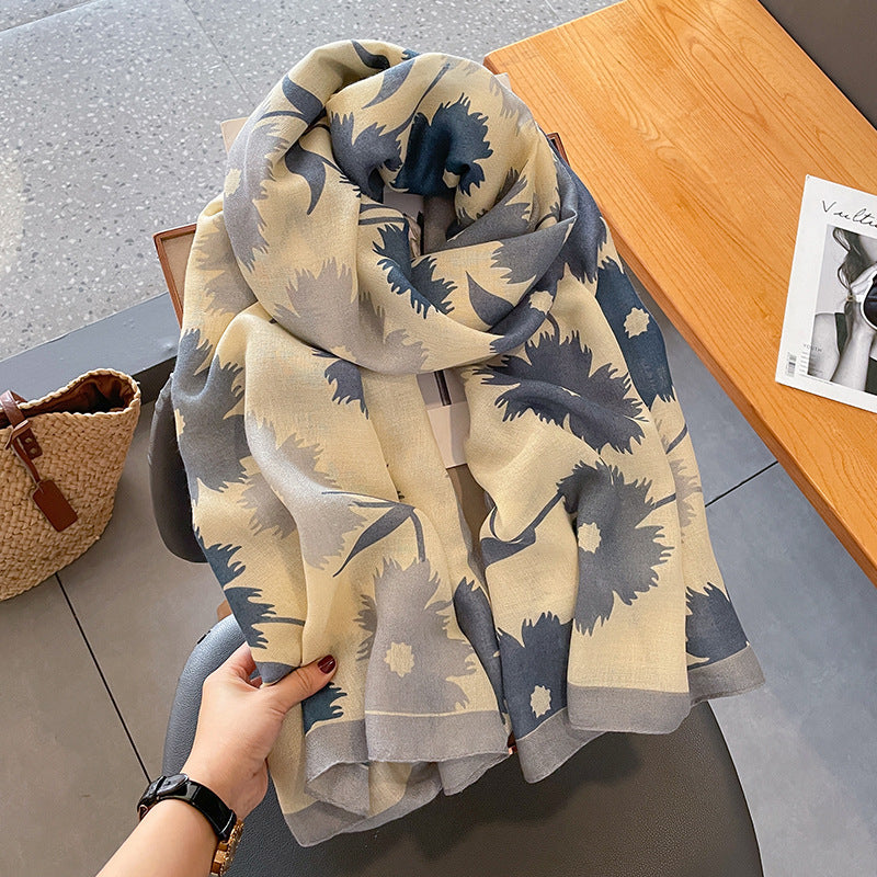 Bufanda Solida Beige Azul 180cm 8422-35