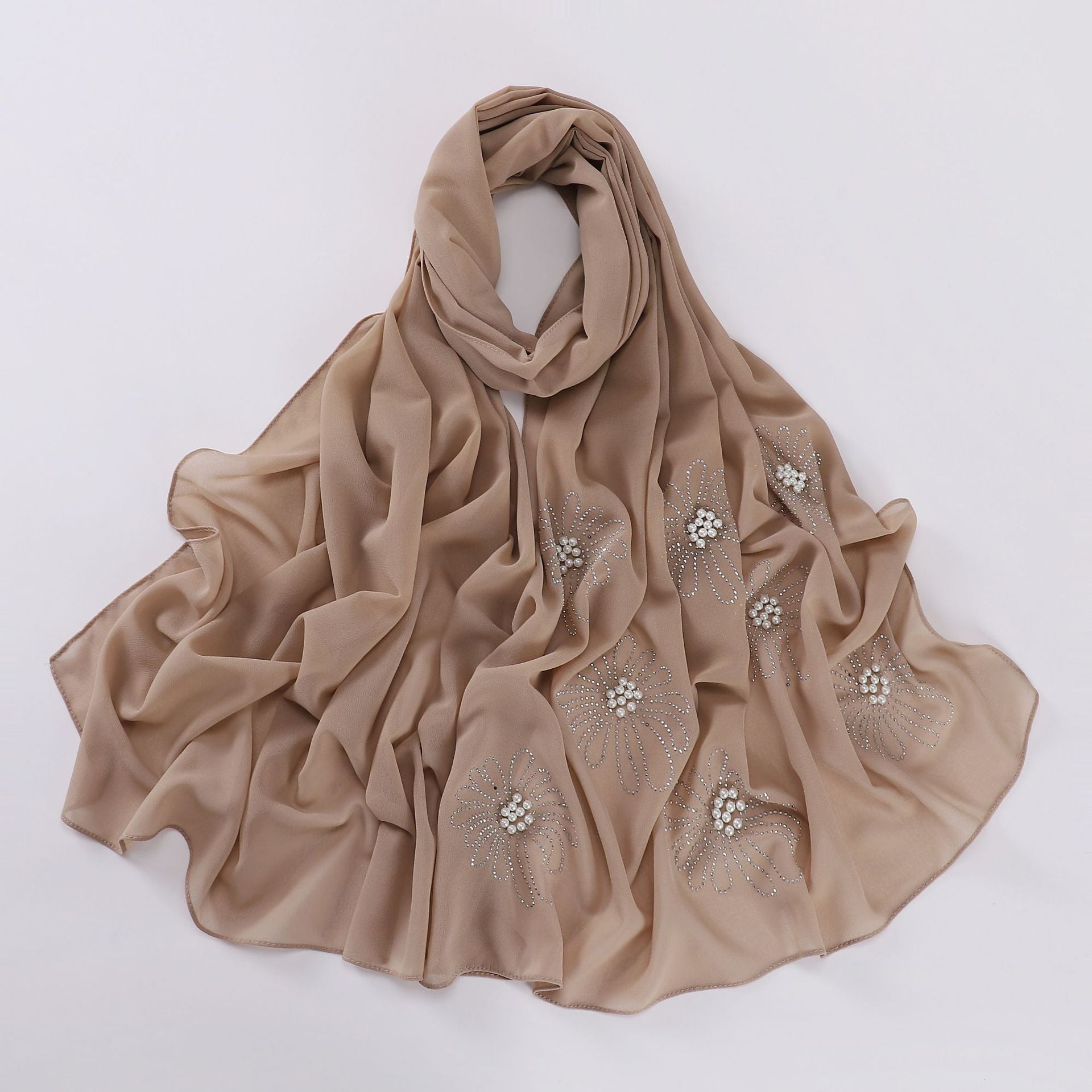 Hijab Plantas y Flores Camello 8422-49 – Accesorios GM Mayoreo
