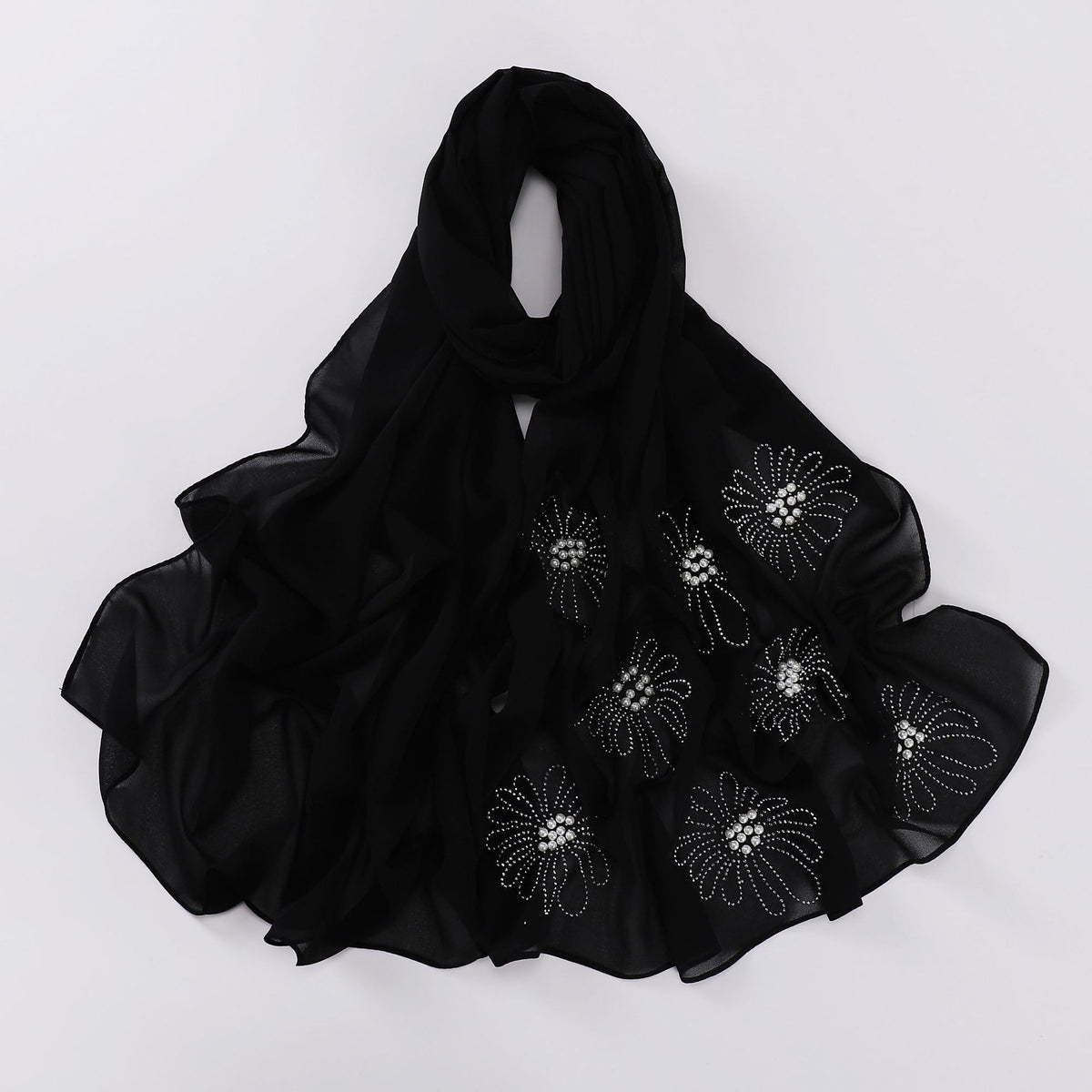 Hijab Plantas y Flores Negro 8422-50