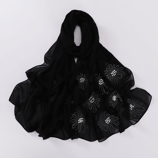 Hijab Plantas y Flores Negro 8422-50