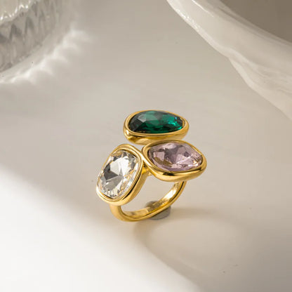 Anillo Abierto Acero Inox Circon 8474-12