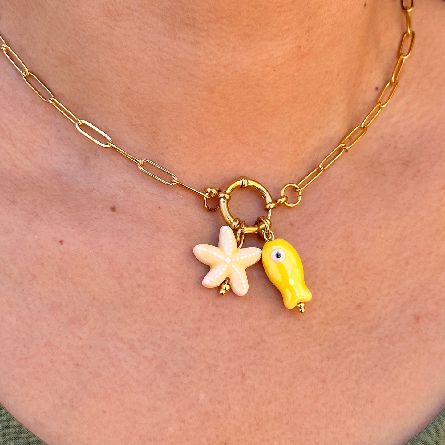 Collar Estrella de Mar-Pez  Acero Inoxidable 8901-128