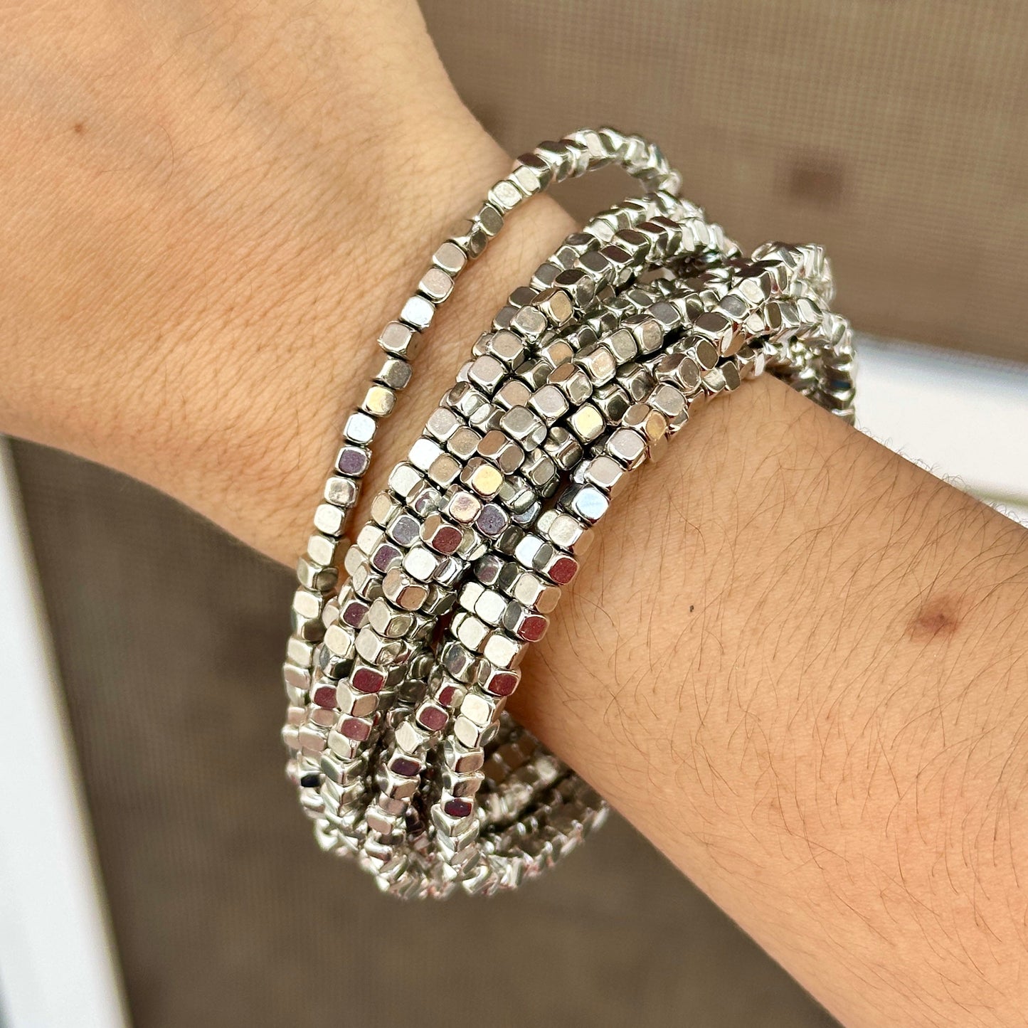 Pulsera Plateada Cuentas 8902-118