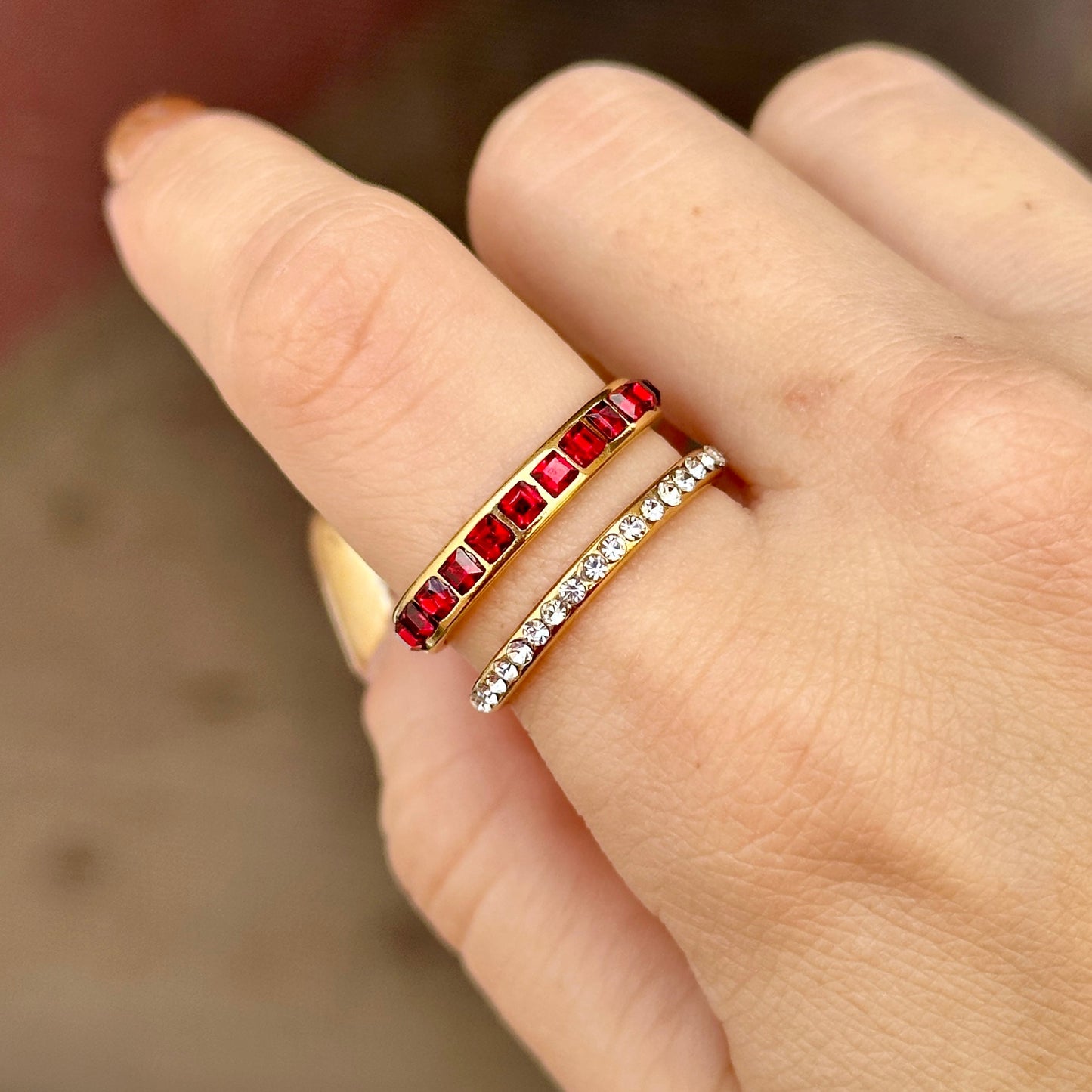 Anillo Doble Zirconia Ajustable Acero Inoxidable 8902-38