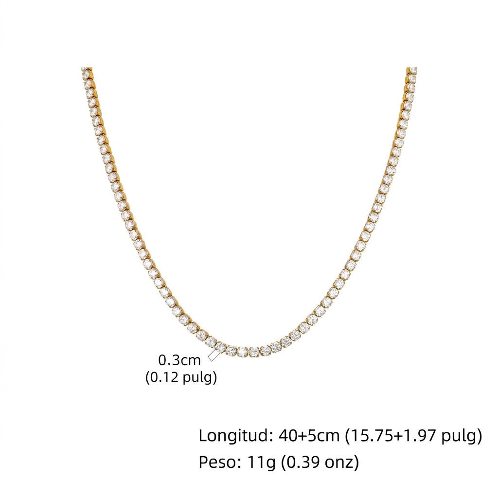 Collar Acero Inox Circon Cadena 9567-99