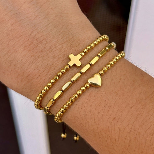 Pulsera Hematites Dorada 9567-156