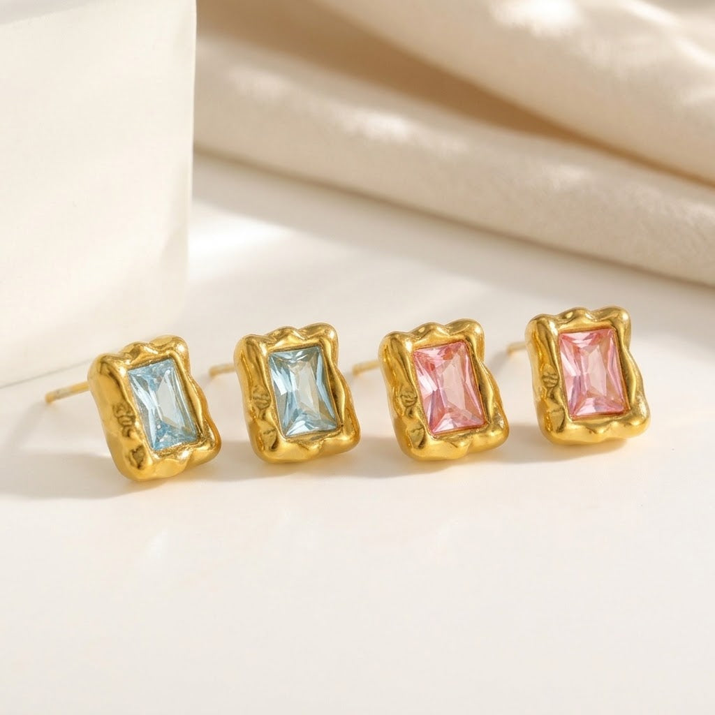 Aretes Acero 316 Cuadrado Circon 9567-170