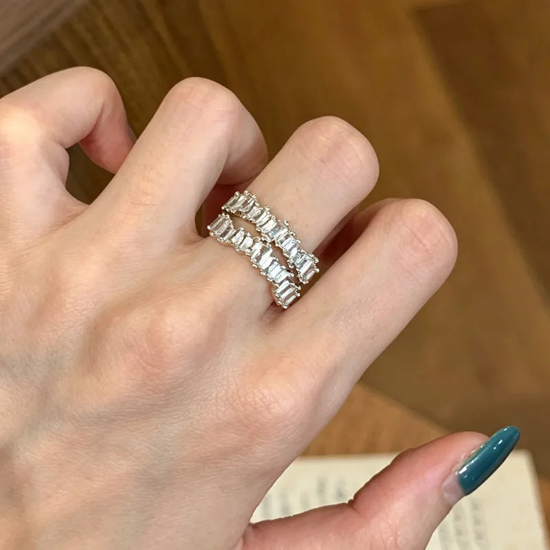 Anillo Doble Circón Chapado 9567-55