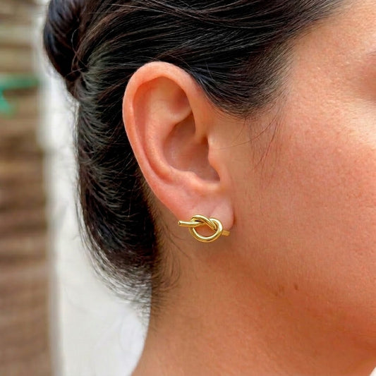 Aretes Dorados Nudo Acero Inox Nudo 9567-79