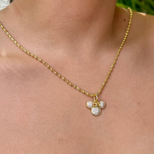 Collar Minnie Chapa de Oro 18K