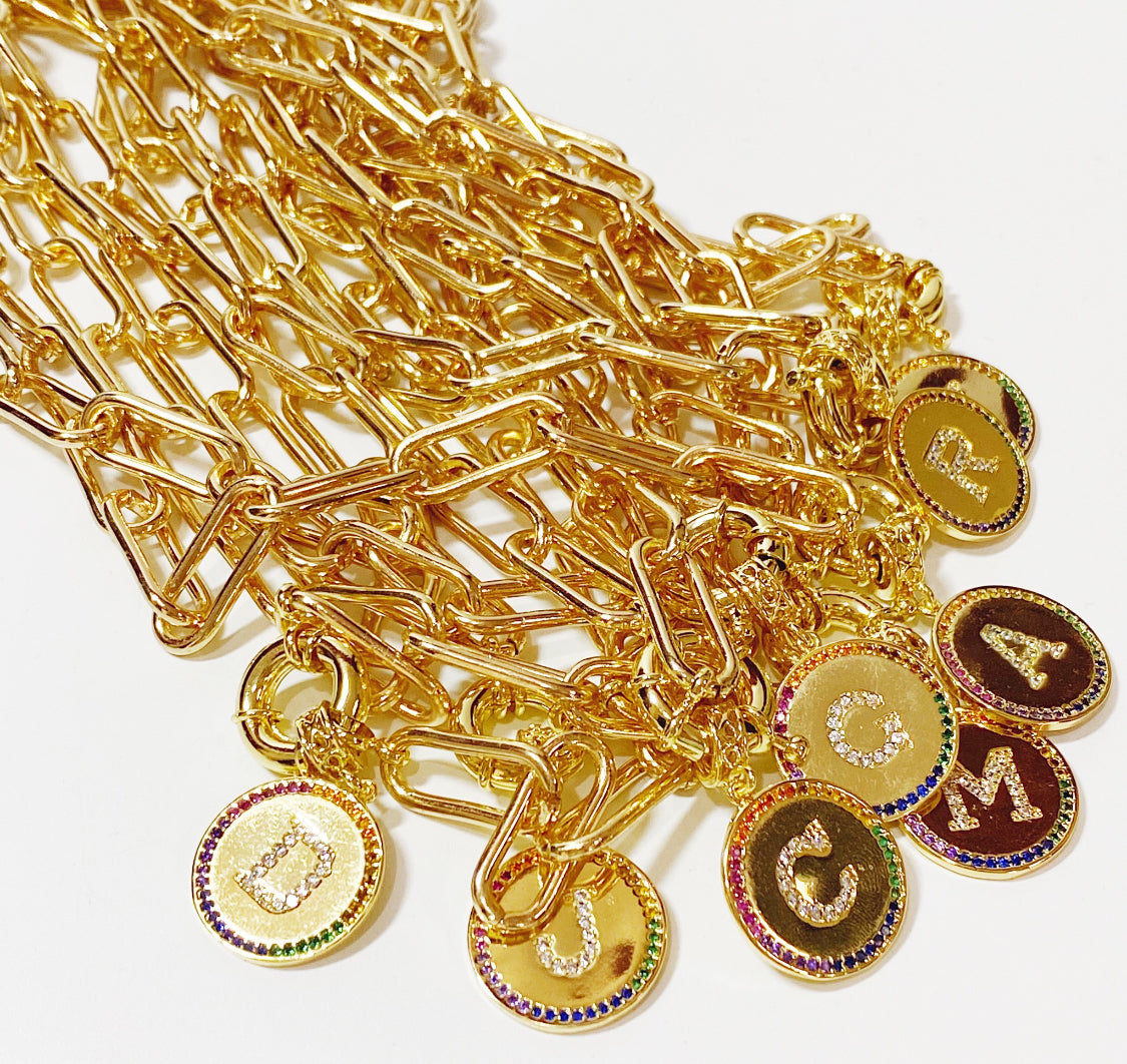 Collar Inicial Chapa de Oro 9509-30
