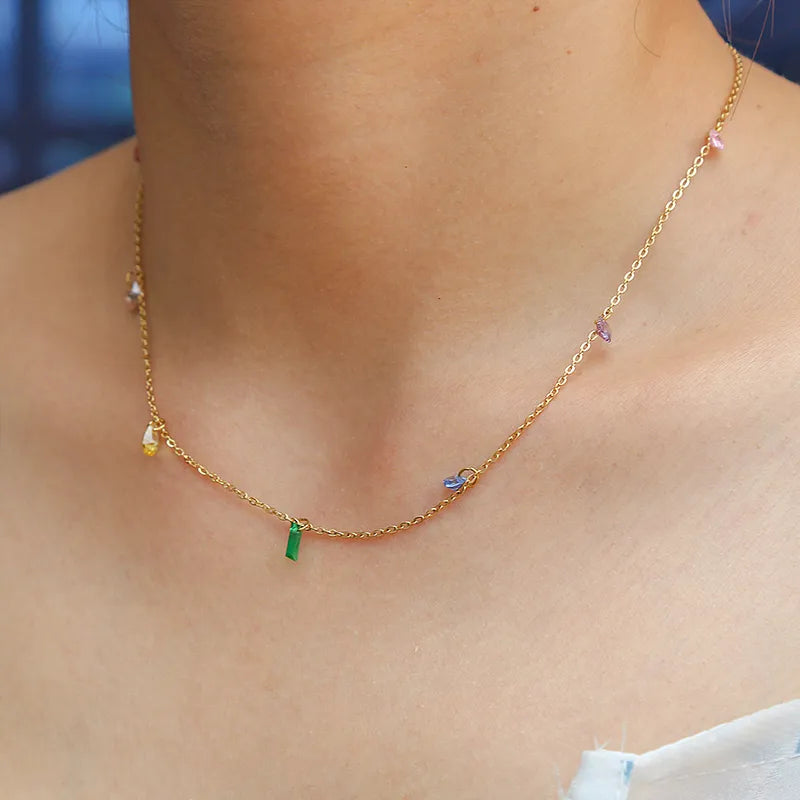 Collar Gotas Colores Acero Inox 5552-19