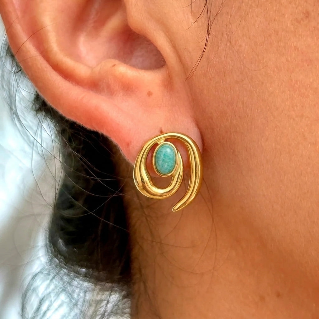 Aretes Amazonita Acero Inox 5898-26