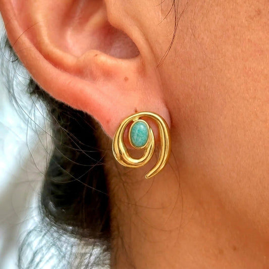 Aretes Amazonita Acero Inox 5898-26