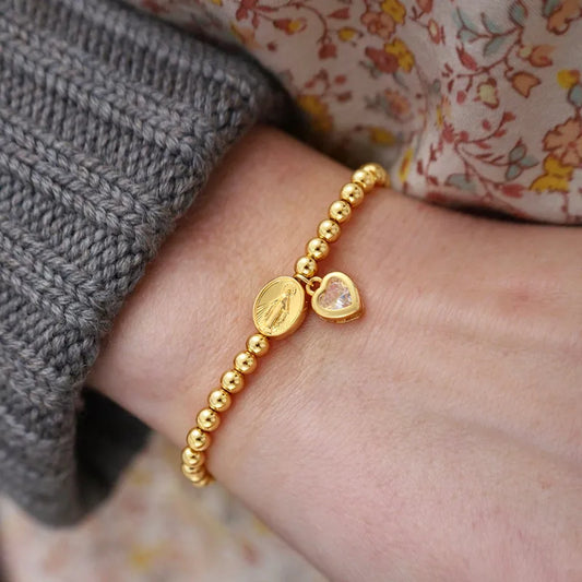 Pulsera Virgen Maria Chapa 18K 5552-24